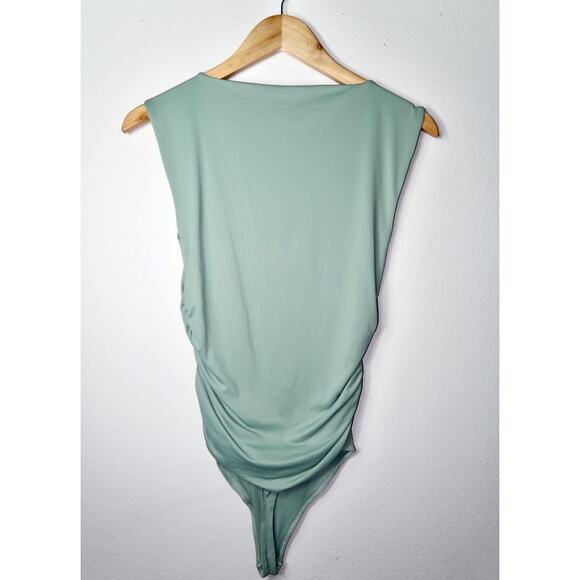House Of Harlow 1960 Ruched Cinched Side Bodysuit Small Green - Picture 4 of 4